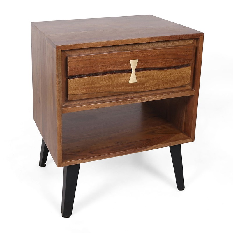 Asther – Bedside Table – Natural Wood / Brown