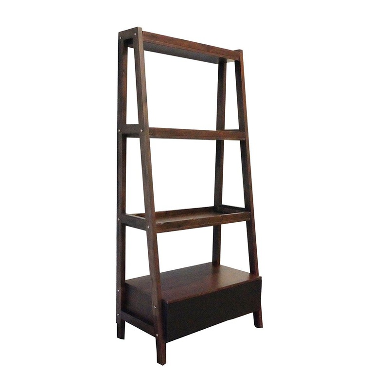 Ladder Shelf, Ladder Style Display Shelf – Natural Wood / Brown