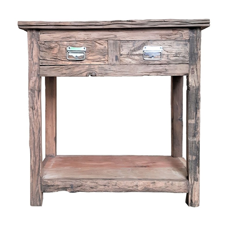 Rustic 2 Drawer Kitchen Island – Wood