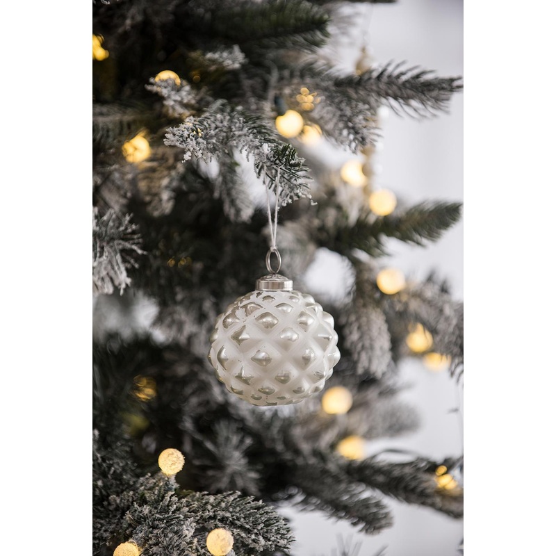 Christmas Ball Ornaments, Decorative Hanging Ball Christmas Tree Ornaments, For Holiday Party Decorations (Set of 12) – White