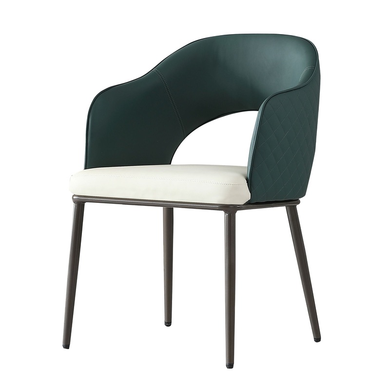 Dining Chairs, Modern Faux Leather Dining Metal Legs (Set of 2) – Green