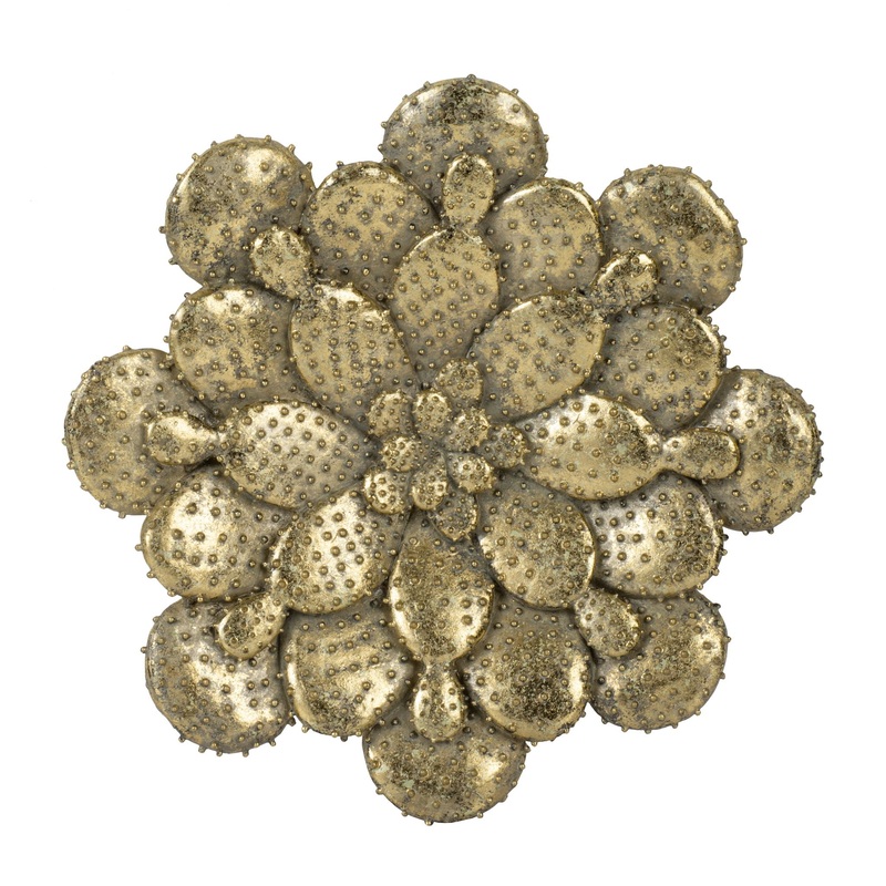 Resin Succulent Wall Plaque|Gold|2 Pieces|1 Piece