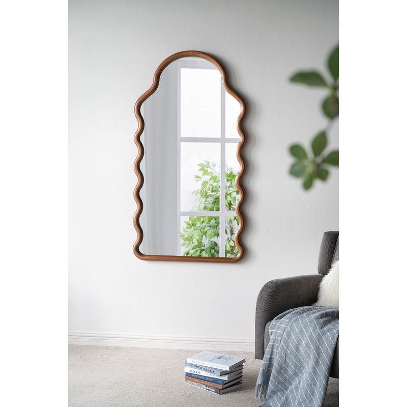 Wood Mirror With Unique Frame – Brown
