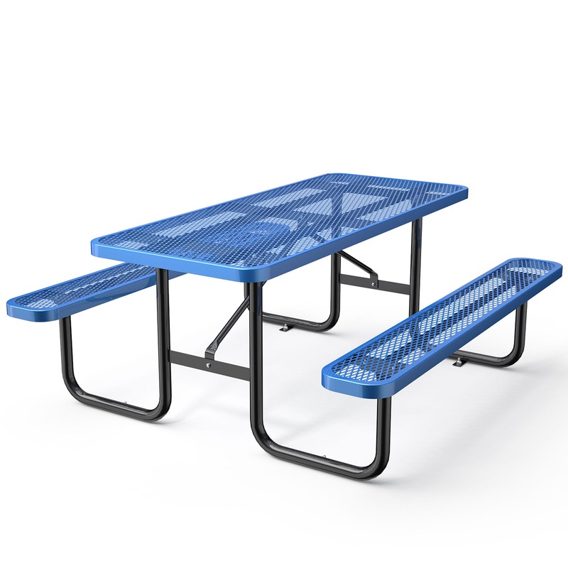 Expanded Rectangular Picnic Table – Blue – Metal