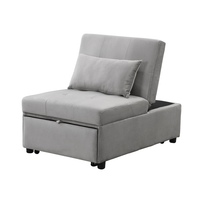 Folding Ottoman Sofa Bed – Gray Fabric