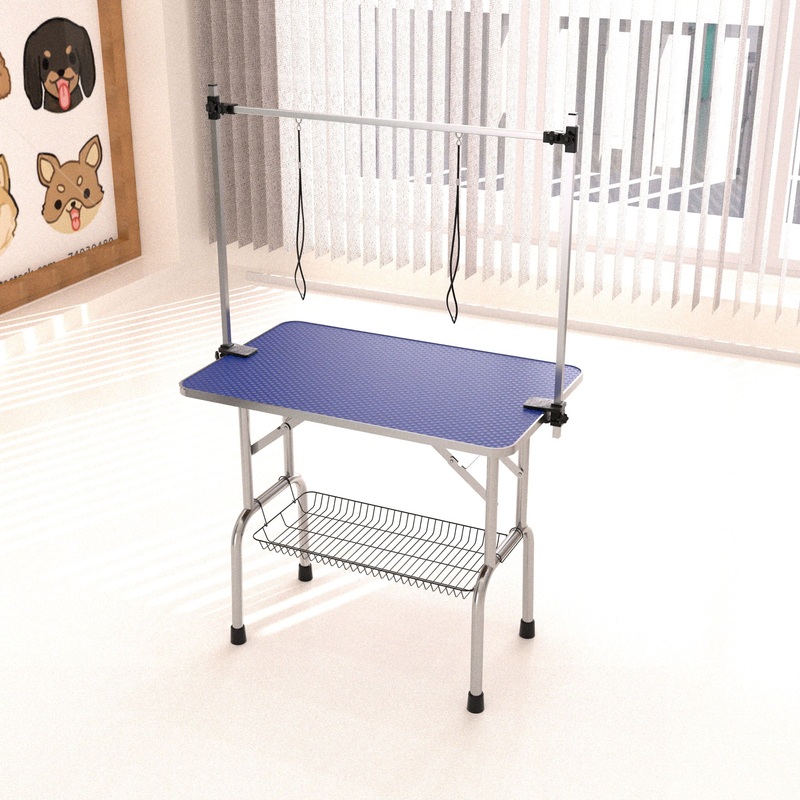 Large Size Grooming Table For Pet Dog And Cat With Adjustable Arm And Clamps Large Heavy Duty Animal Grooming Table – Blue