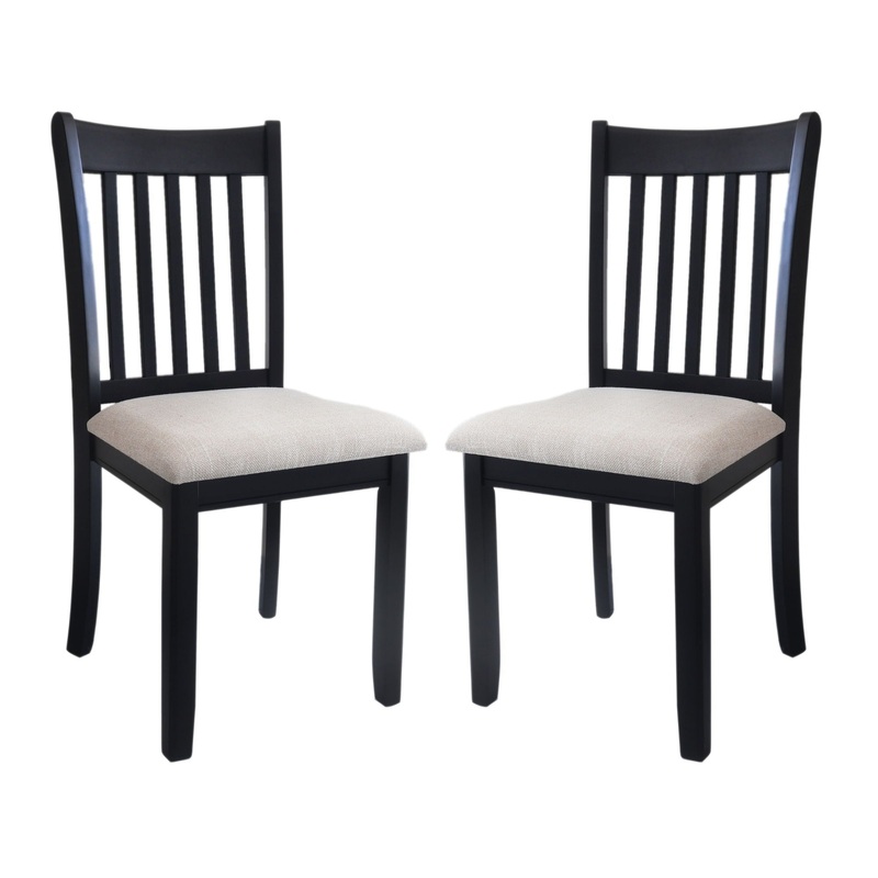 Modern Dining Chair, Wooden Back, Cushion Seats (Set of 2)