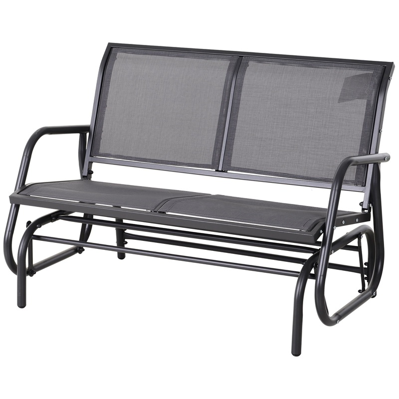 Outsunny – 2 Person Outdoor Glider Bench, Patio Double Swing Rocking Chair Loveseat With Powder Coated Steel Frame For Backyard Garden Porch – Gray
