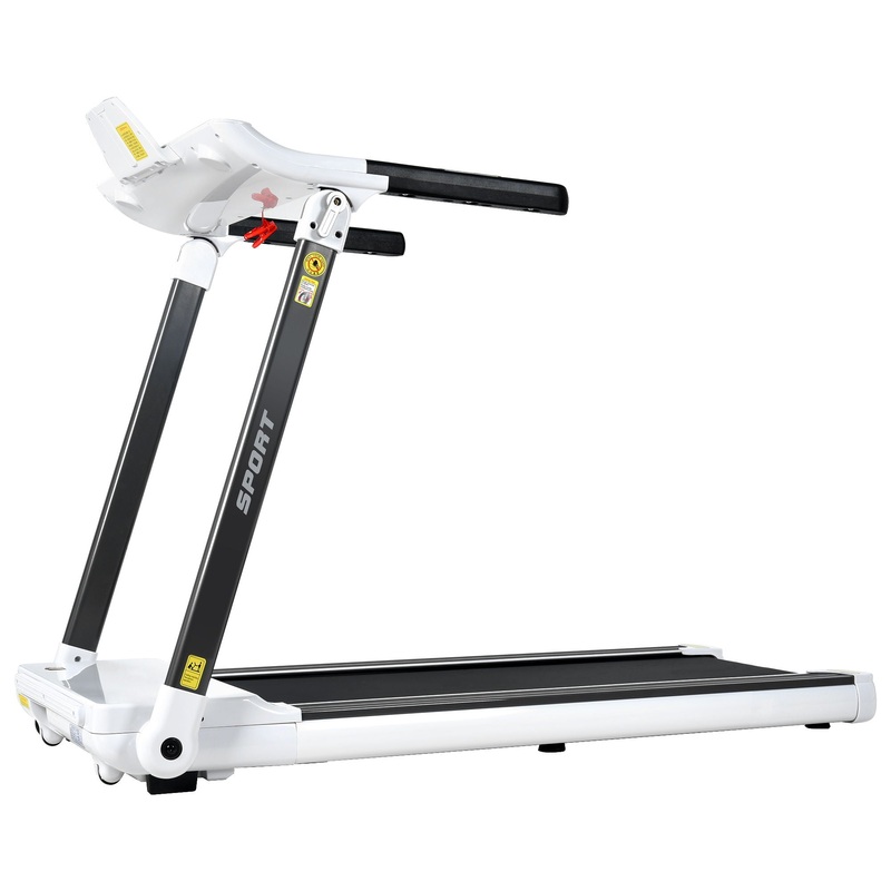 Portable Compact Treadmill, Electric Motorized 3.5Hp, 14Km / H, Medium Running Machine Motorised Gym 330Lbs, Foldable For Home Gym Fitness Workout Jogging Walking, Bluetooth Speaker App Fitime – White