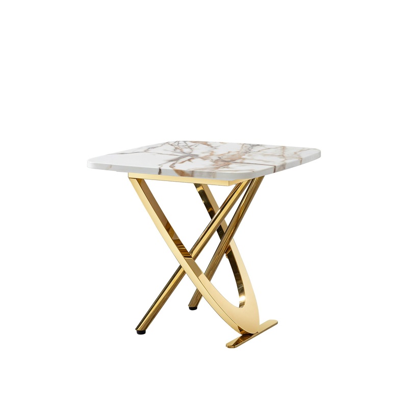 Contemporary Marble Pattern Top Table With Stainless Steel Base