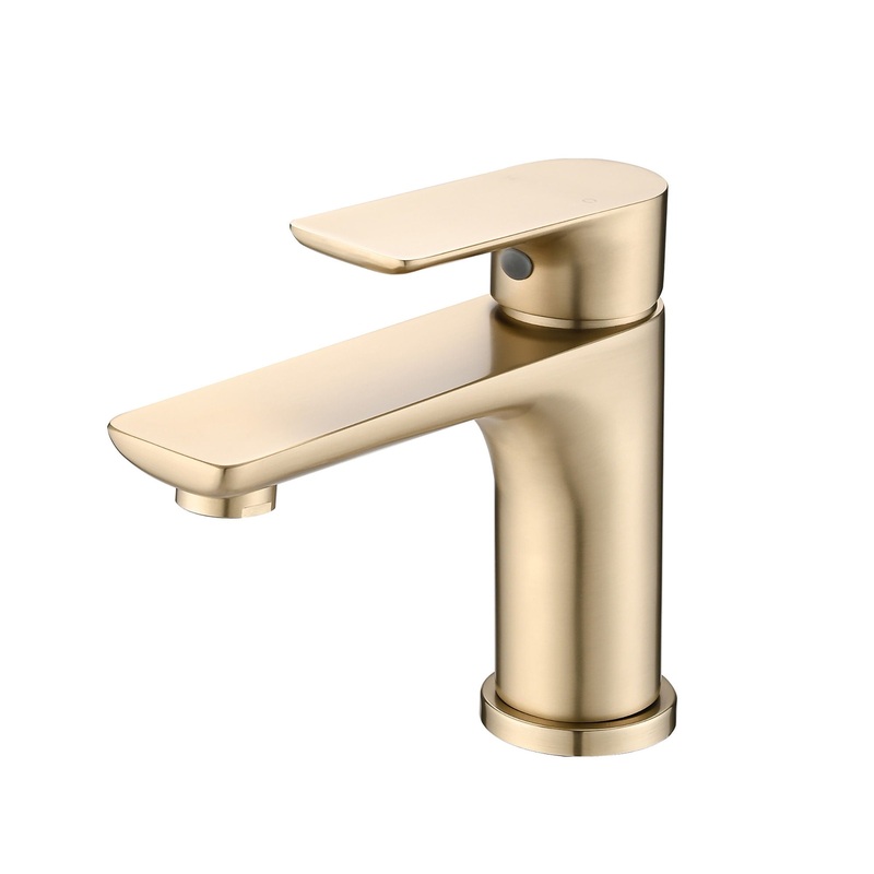 Modern Single Handle Lavatory Basin Sink Faucet With Aerated Stream – Brushed Gold