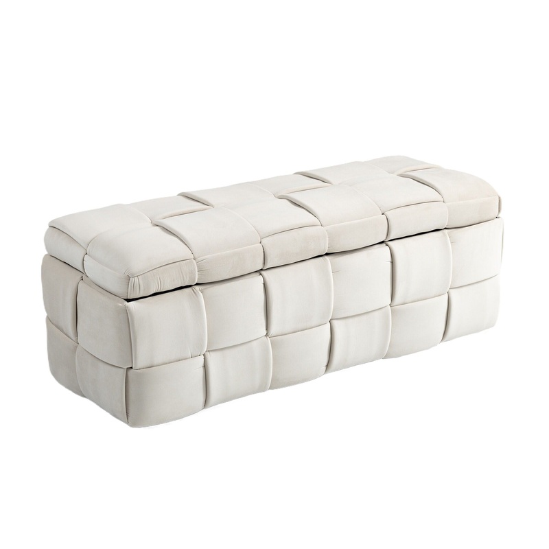 Upholstered Storage Ottoman With Safety Hinge