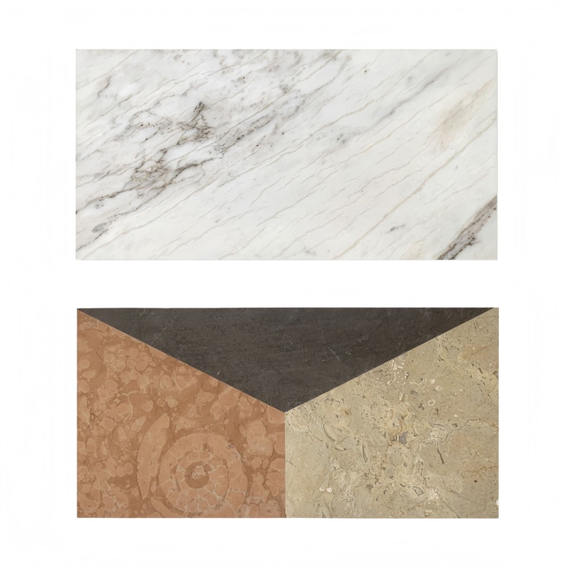 Waterjet Marble 4 Color Marble For Floor And Wall Polished Marble Tile Stone 1 Box Each Pattern 2 Pieces – White / Multi