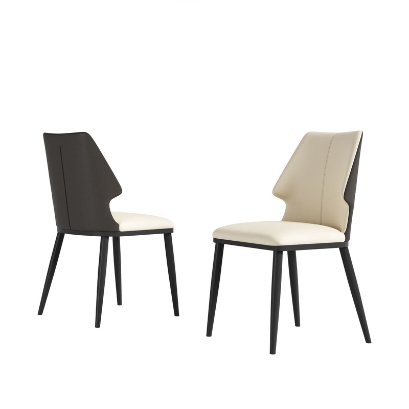 Contemporary Dining Chair (Set of 2) Comfortable Material For Home Or Office – Gray / White