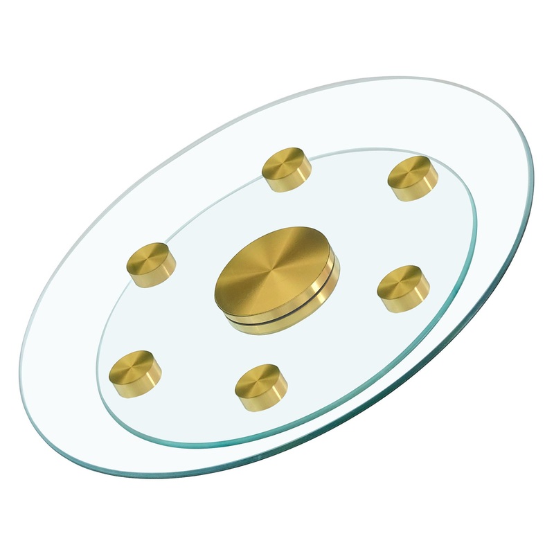 Double Layer Rotatable Round Glass Plate – Gold / Transparent