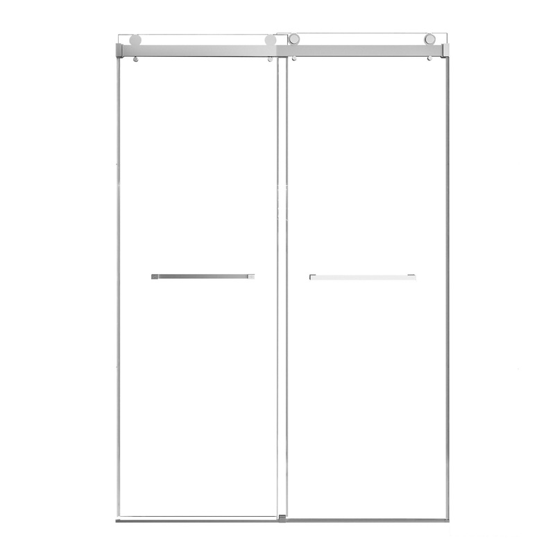 Frameless Double Sliding Soft Close Bathtub Shower Door, 5 / 16 Clear Nano Coated Tempered Glass And 304 Stainless Steel Handle – Brushed Nickel
