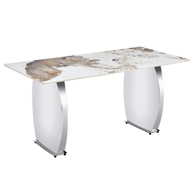 Modern Rectangular Dining Table With Patterned Sintered Stone Top