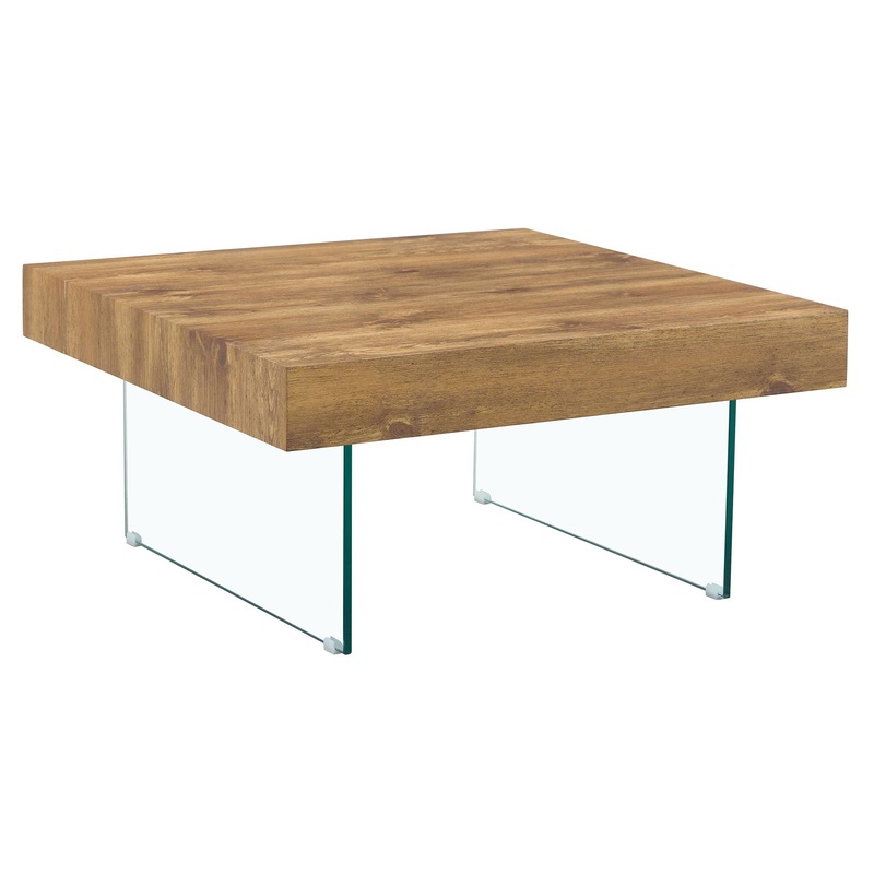 Natural Style Coffee Table With Glass Legs – Wood Grain Texture