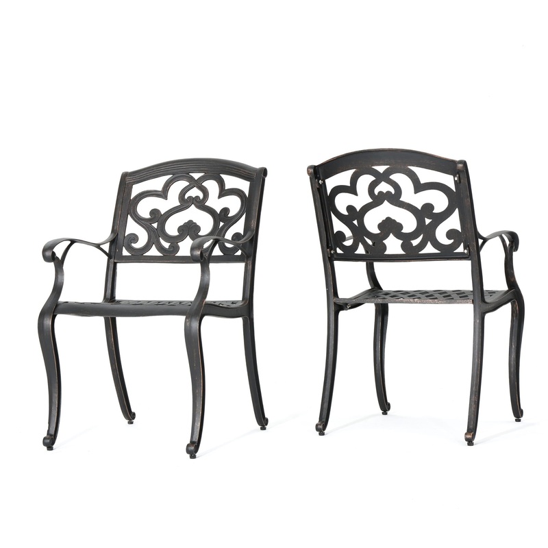 Cast Aluminum Dining Chair With Hand Crafted Details – Copper