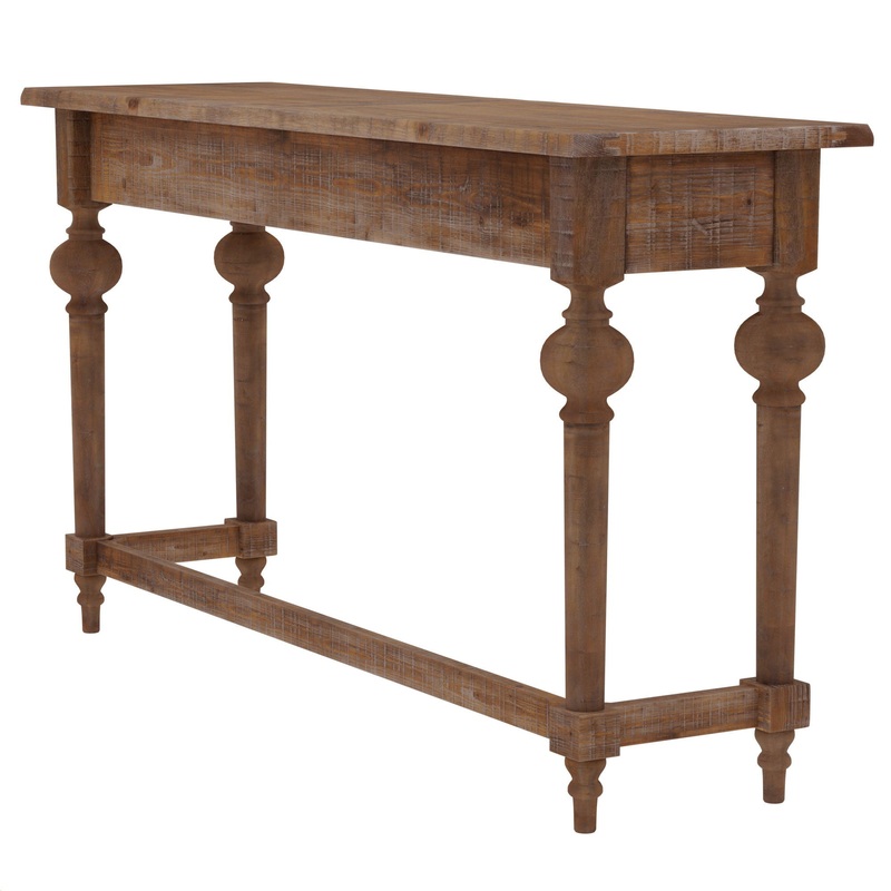 Ludin – Console Table With 3 Stools – Brown