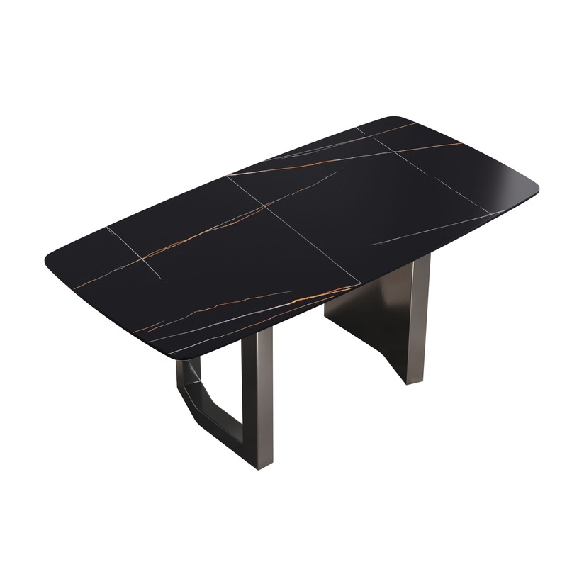 Modern Artificial Stone Dining Table, Can Accommodate 6-8 People – Black