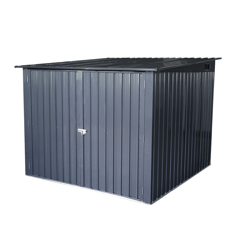 Outdoor Steel Storage Shed For Bicycle With Slope Roof And 4 Bike Tracks – Black