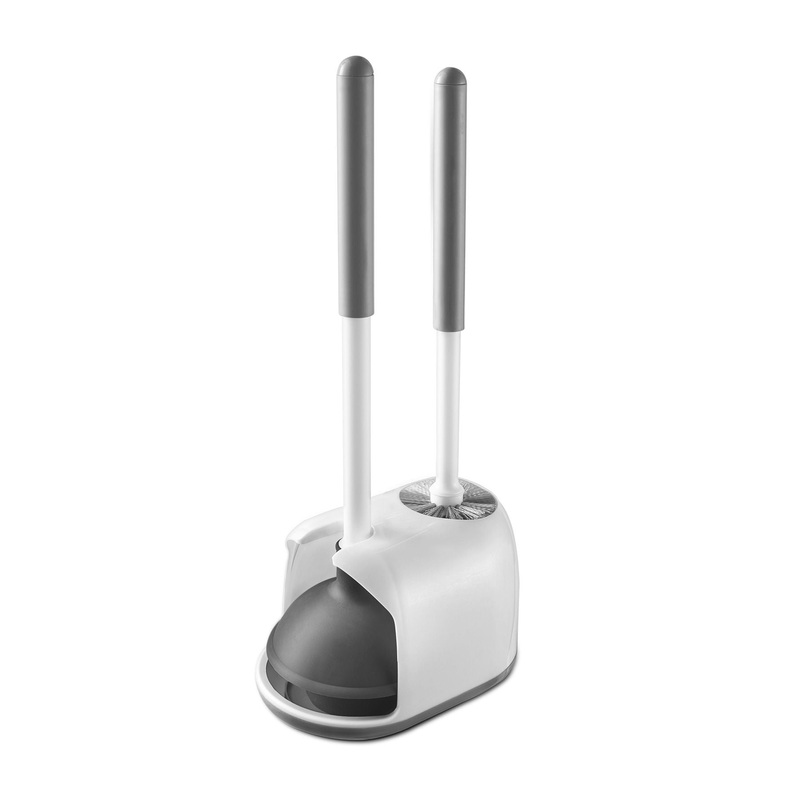 Toilet Brush And Holder Set With Stand, Bathroom Cleaning Tool Plastic – White