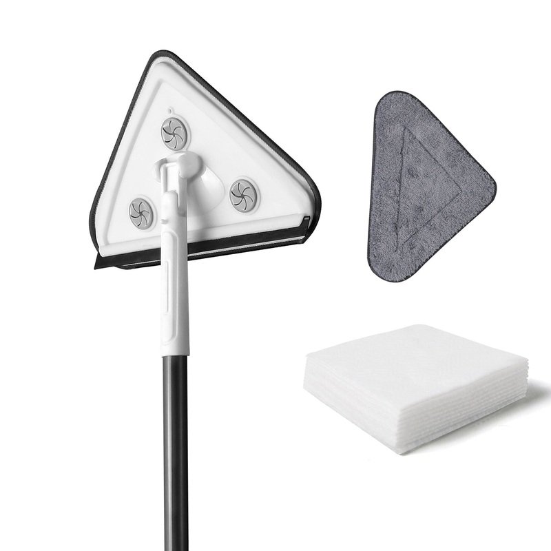 Effortless Wall Cleaning Mop With Disposable Pads, Versatile Triangle Design – White