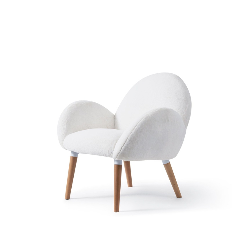 Imitation Lamb Fabric Sofa Chair – White