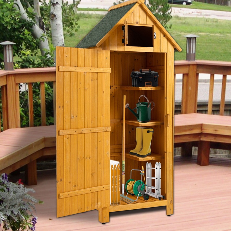 Outdoor Storage Cabinet Tool Shed Wooden Garden Shed – Natural