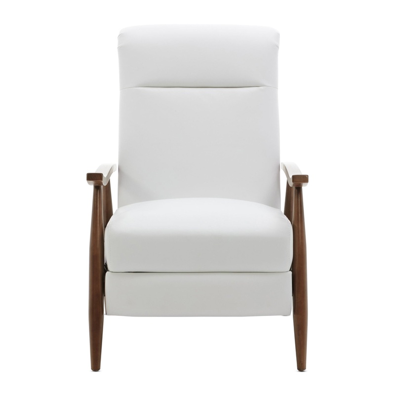 Solaris – Wood Arm Push Back Recliner Comfortable Chair With Accents – White