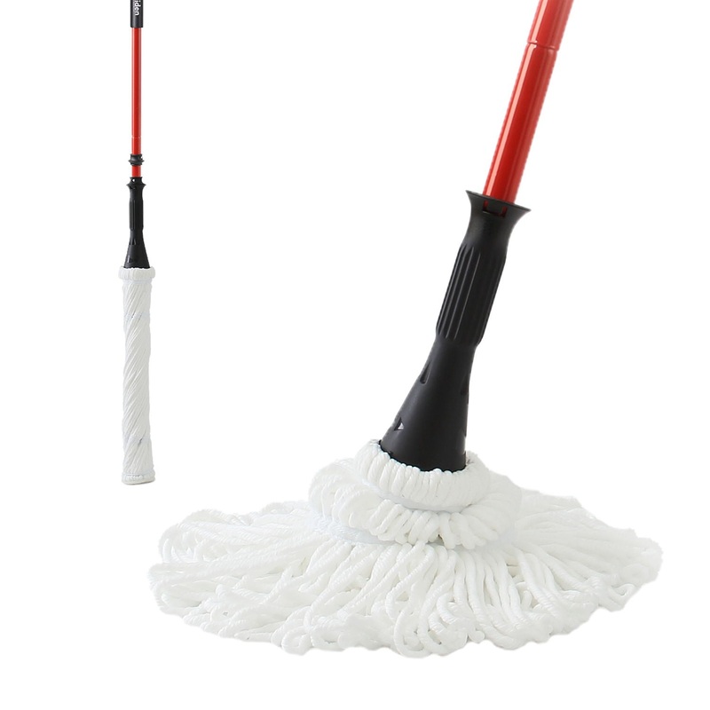 Ultra Fine Fiber Twist Mop With 57.5 Inch Long Handle For Dry And Wet Floor Cleaning – Red