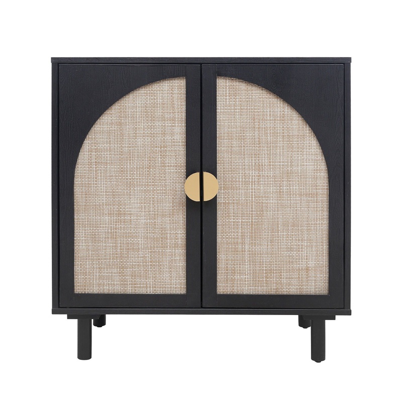 2 Door Ergonomic Cabinet|Light Brown|Black