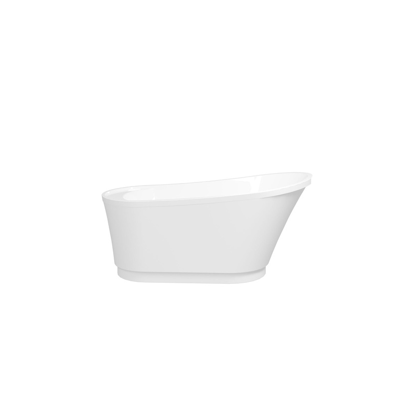 Freestanding Bathtub Modern Stand Alone Soaking Bathtub – Brushed Nickel Drain And Minimalist Linear Design Overflow Included, Cupc Certified – White
