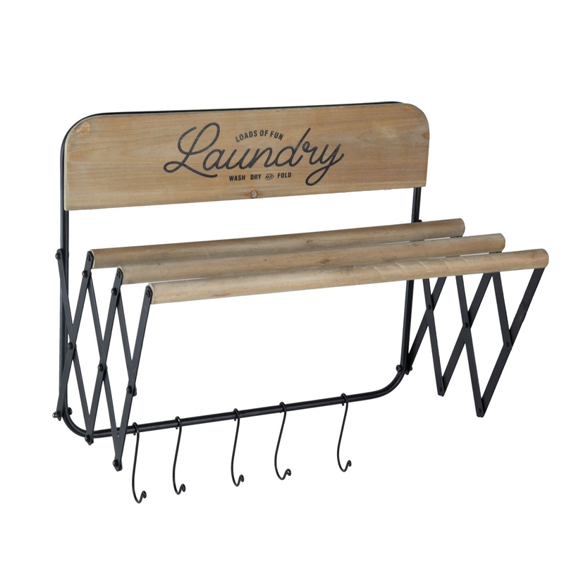 Laundry Rack With Accordion Design – Brown / Black – Black Brown