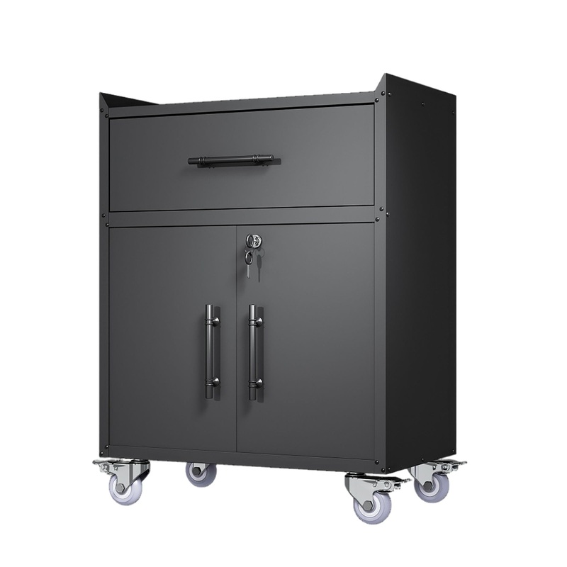 Rolling Metal Tool Storage Cabinet, Lockable Garage Storage Cabinet, Locking Metal Storage Cabinet With Wheels, Rolling Tool Chest, Assembly Required – Black