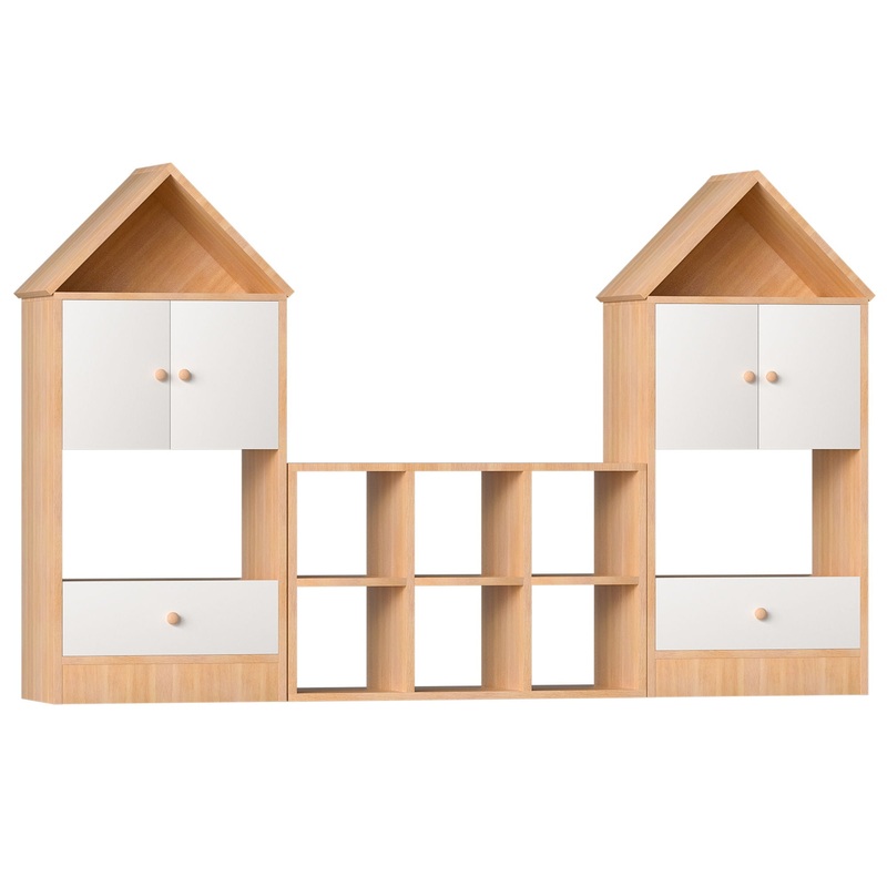 Versatile Children’s Bookshelf With House Shaped Design, Multi Functional Storage For Books And Toys