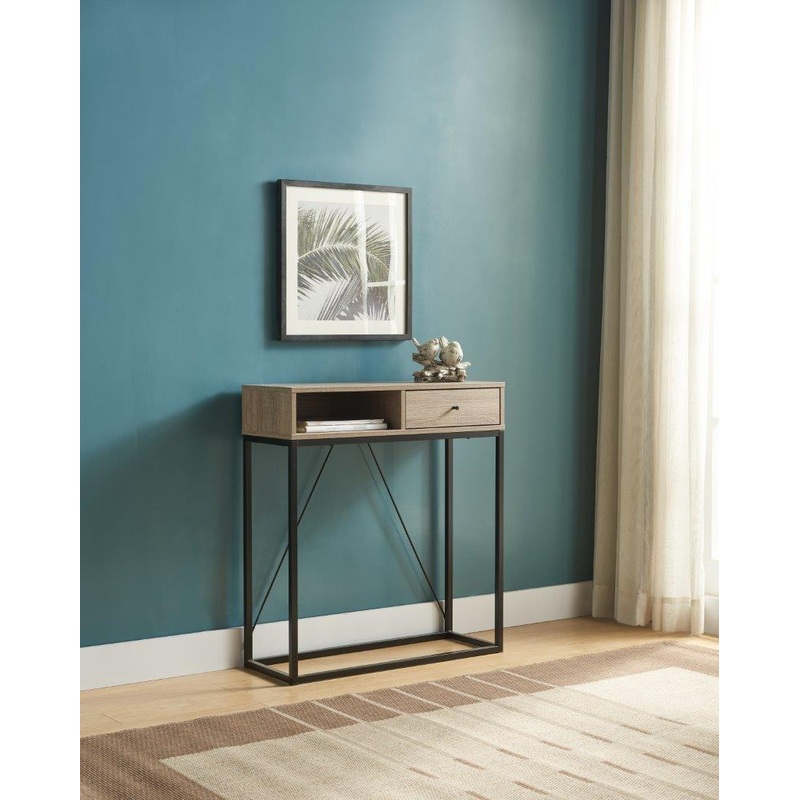 Console Table With One Drawer And Open Cubby – Brown / Black