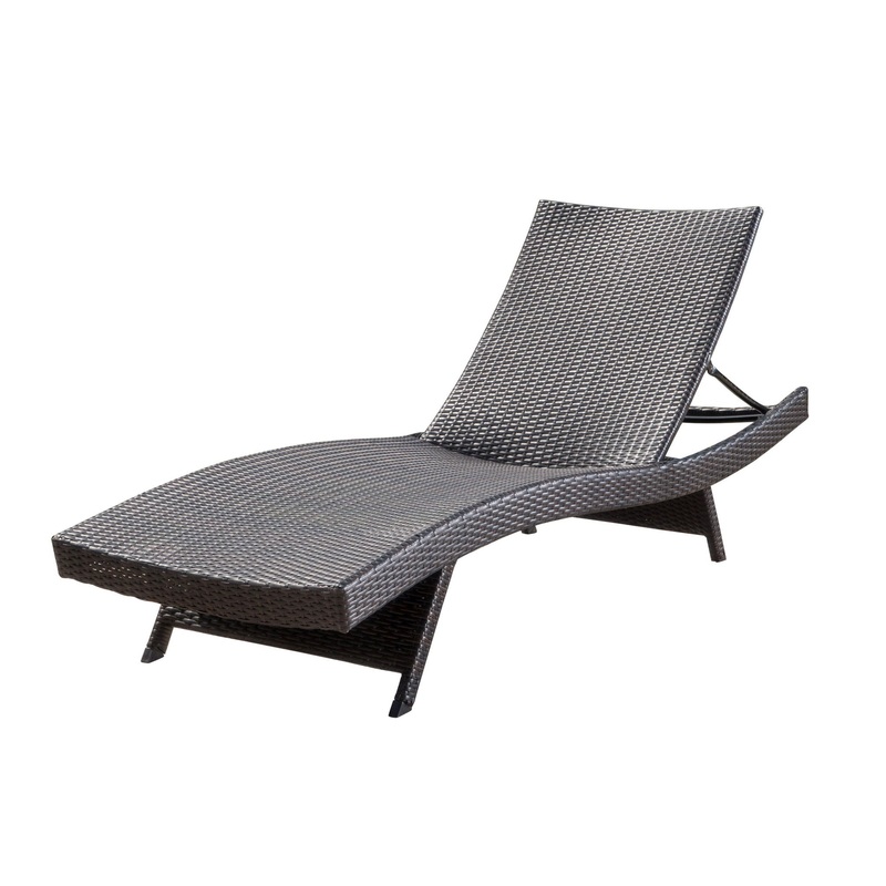 Mysticism Outdoor Chaise Lounge With Adjustable Backrest And Foldable Legs – Brown Multi