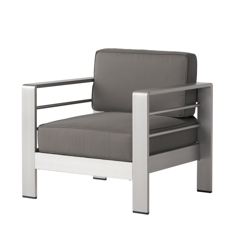 Outdoor Aluminum Club Chair With Cushion – Gray