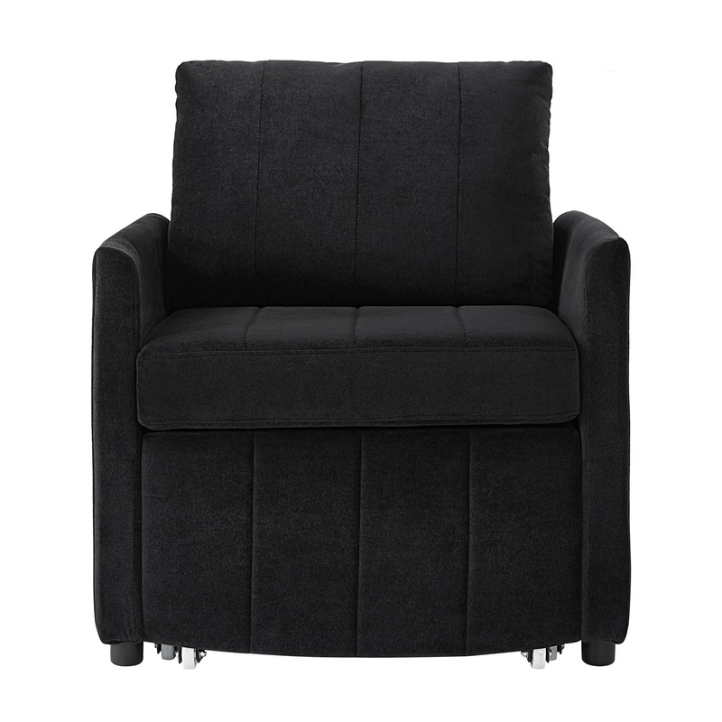 Upholstered Convertible Sleeper Sofa With 5 Position Backrest, Side Pockets, Storage