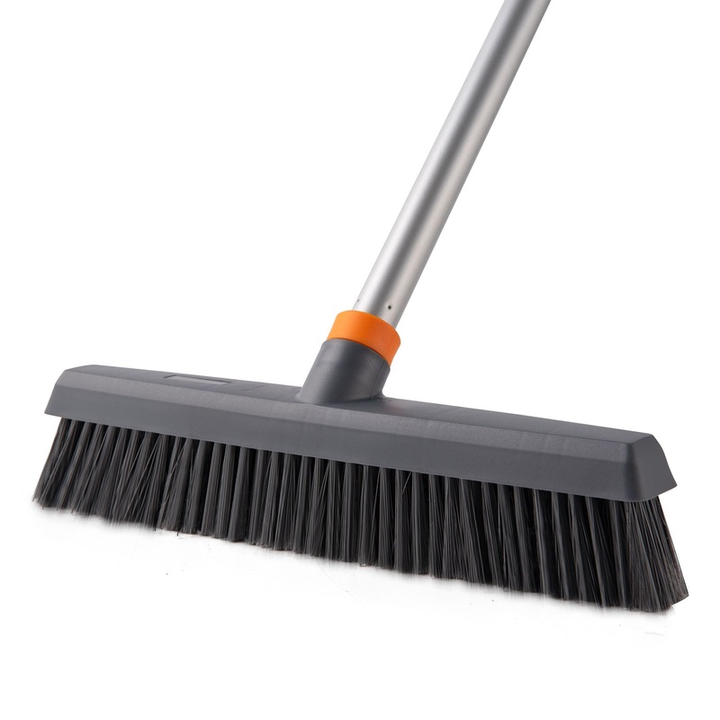 Adjustable Floor Brush With Squeegee Powerful Cleaner For Concrete, Tile, Bathrooms, Kitchens, Garages, And Pools – Black