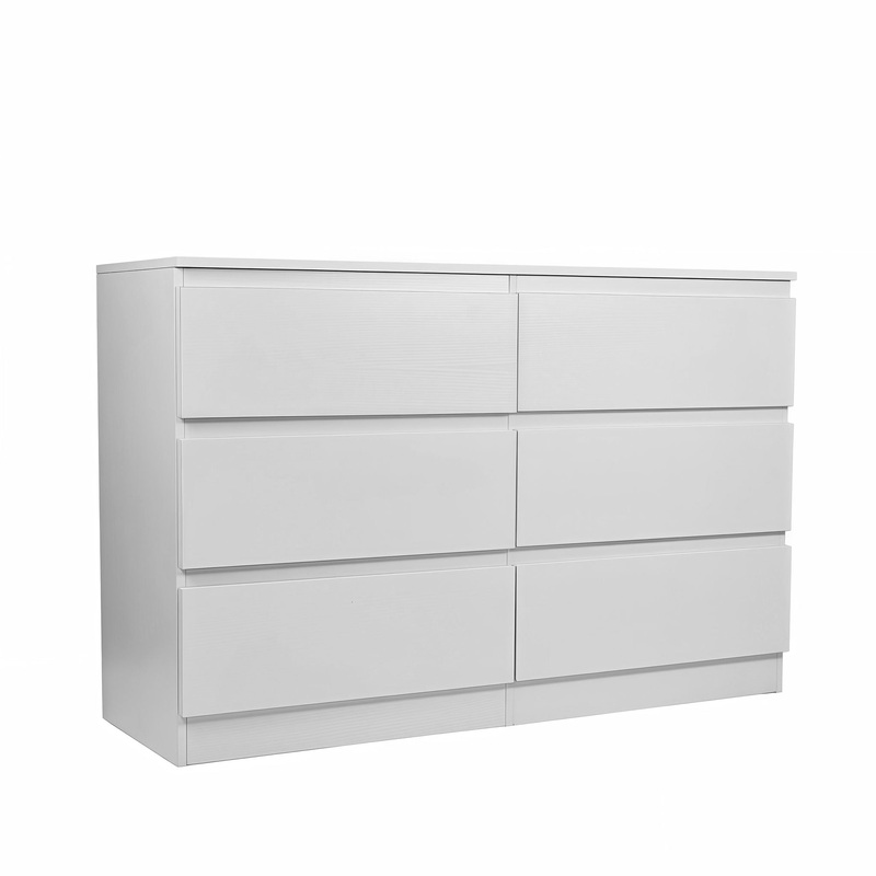 Modern 6 Drawer Dresser With Spacious Countertop And Concealed Handles, Storage Cabinet For Bedroom And Living Room – White