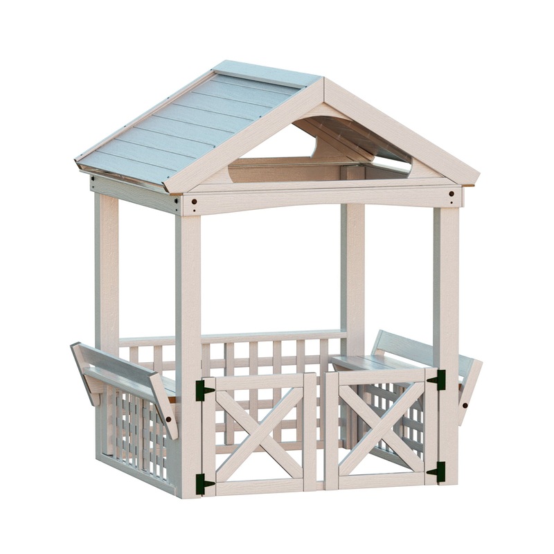 Outdoor Wooden Playhouse With Bench And Door – White