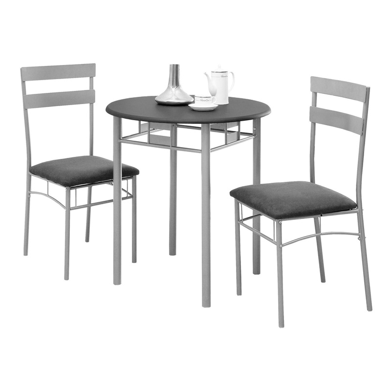 Dining Table Set Small Round 3 Pieces Set – Black