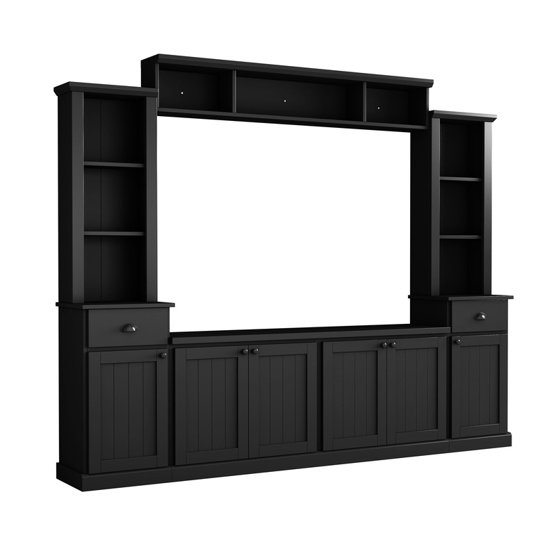 Minimalist Entertainment Wall Unit Set With Bridge For TVs Up To 75