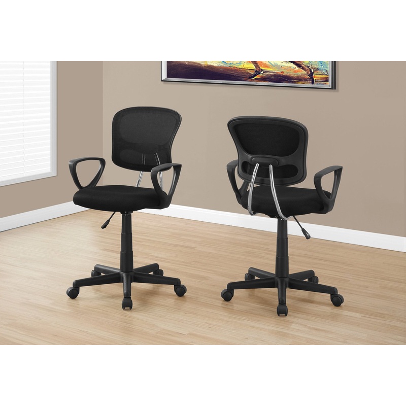Office Chair, Adjustable Height, Swivel, Ergonomic, Armrests, Mesh, Contemporary / Modern – Black