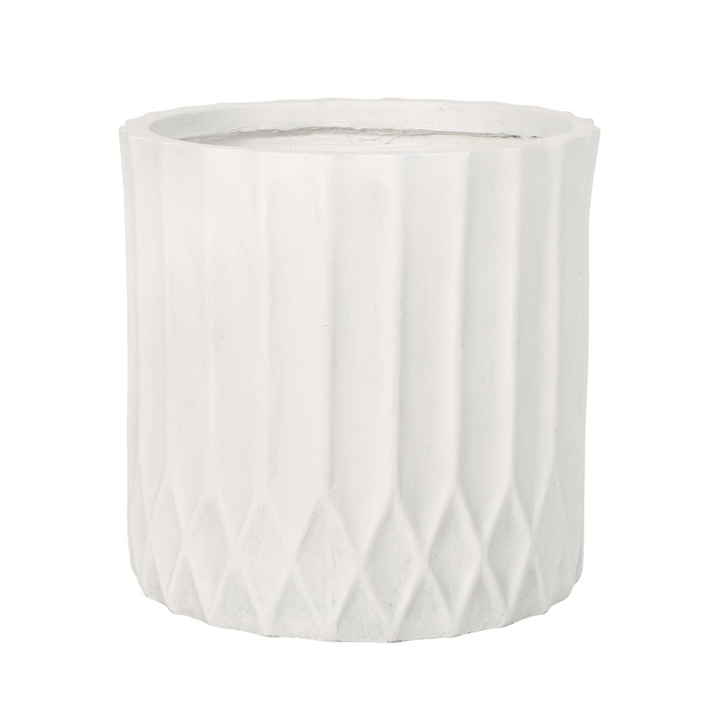 Planter With Subtle Pleated Design – Antique White