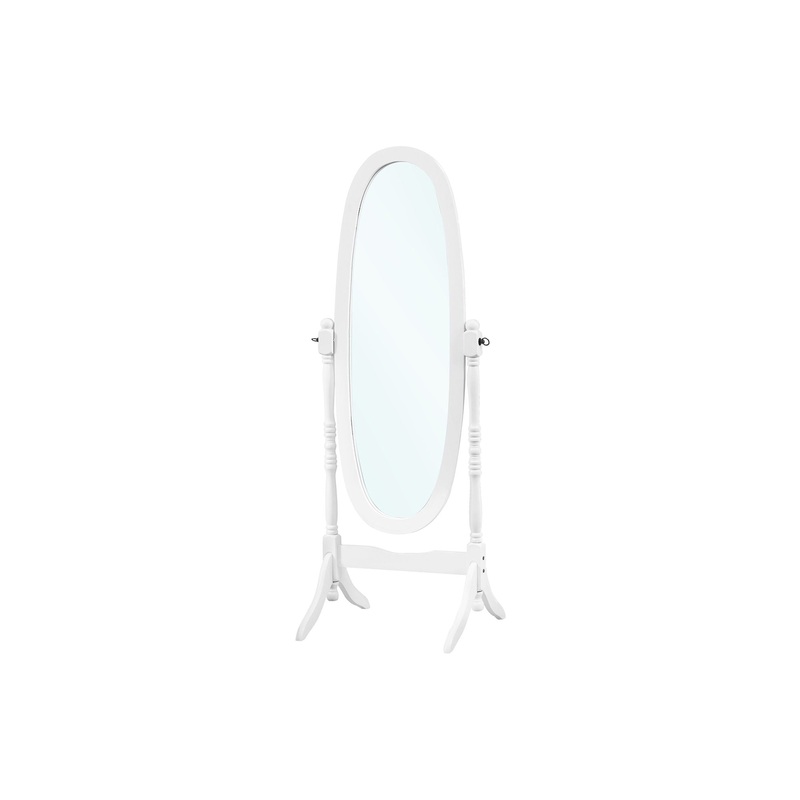 Standing Floor Mirror Full Length Oval Dressing For Bedroom – White