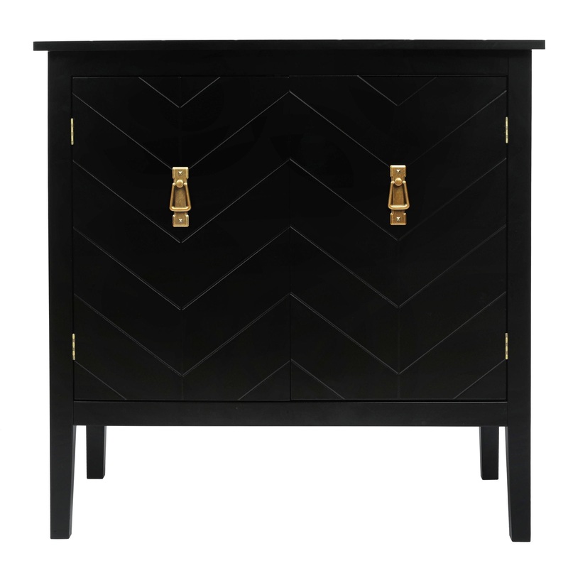 Vintage Style 2 Door Wooden Sideboard Cabinet For Living Room, Dining Room, Or Office – Black Wood